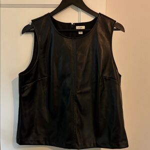 J.Crew-Black Sleeveless Faux Leather Top